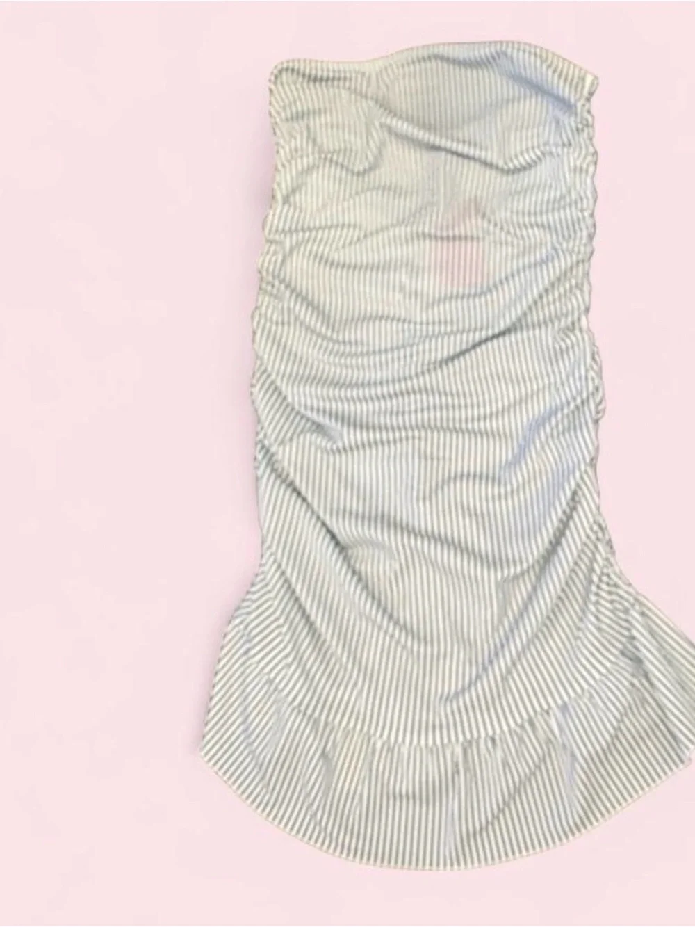 Edikted Navy & White Striped Ruched Midi Dress